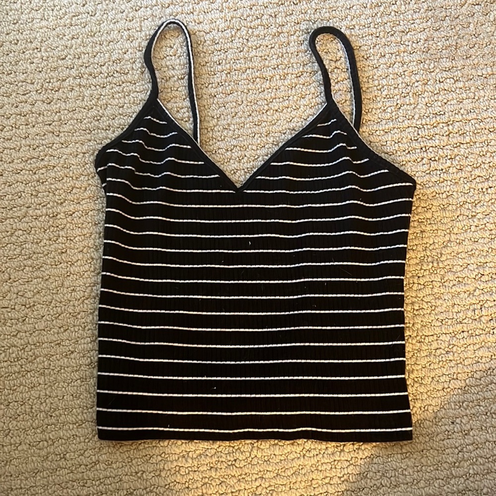 Black & White striped tank SIZE: M